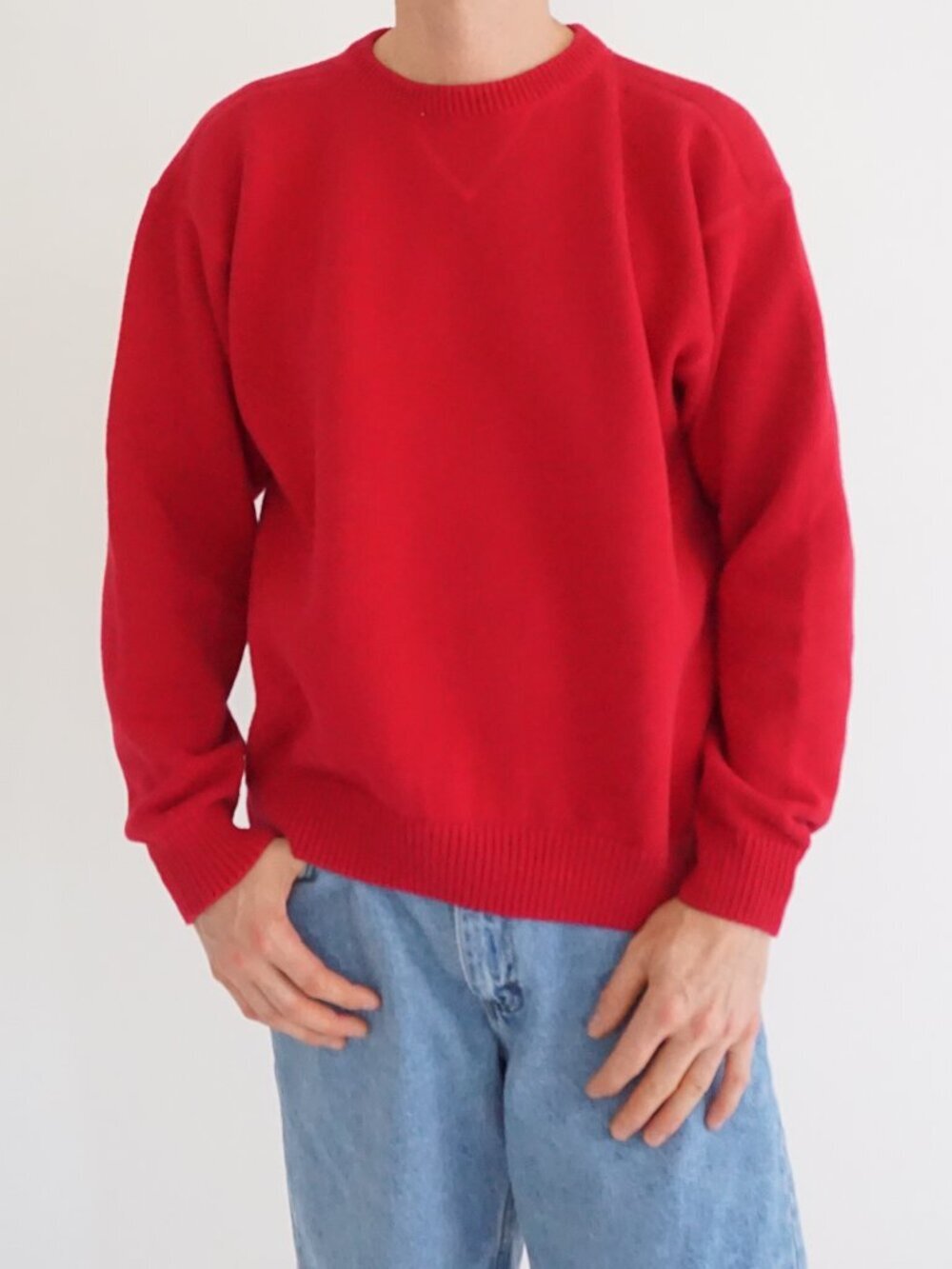VTG Croft & Barrow Red Classic Cotton Crewneck Casual Everyday Knit Sweater XL